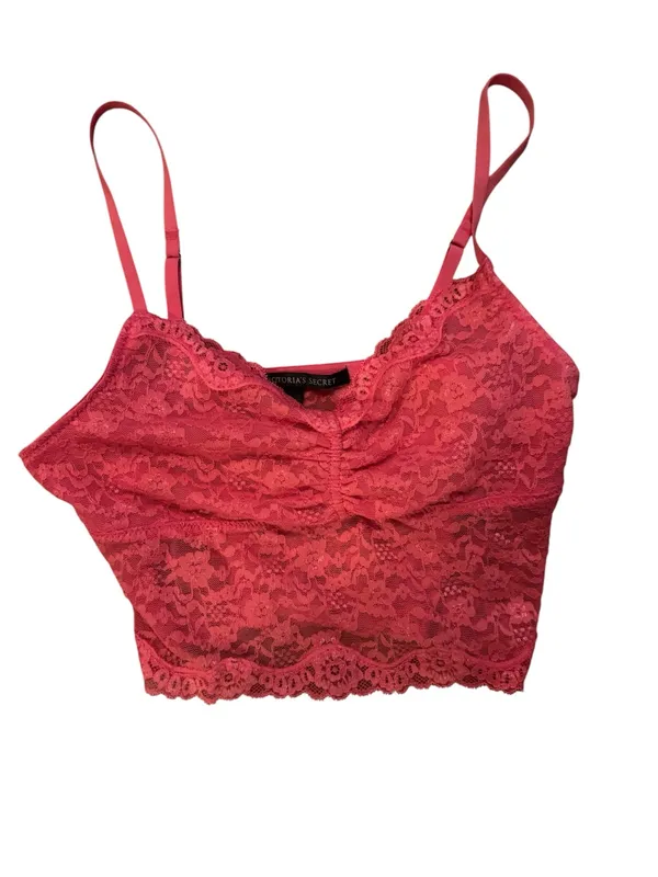 Victoria's Secret PINK Neon Hot Pink Lace Longline Bralette - Size XS - Image 2