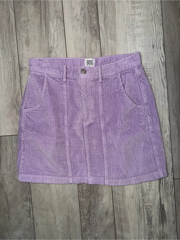BDG Urban Outfitters Y2K TumblrGirl Retro Purple Cotton Ribbed Mini Skirt Large - Image 6
