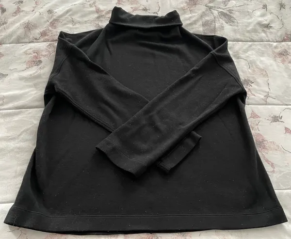 Black Merino Wool Mock Neck Sweater, Size 4 - Image 4