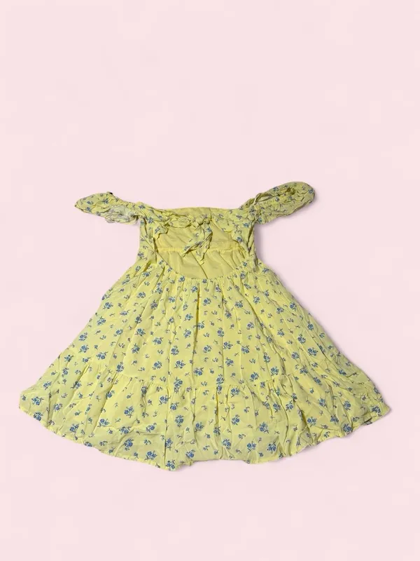 Hollister Yellow Mini Dress with Blue Floral Print - Image 2