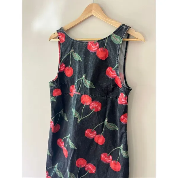 Urban Outfitters Charlie Cherry Print Mini Dress Low Back Coquette Y2K M - Image 3