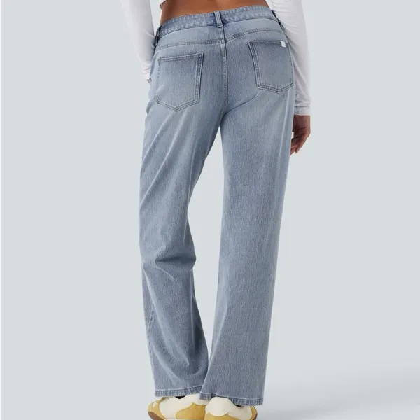 H14.- Halara Flex™ Asymmetric Low Rise Wide Leg Casual Jeans with Pockets. LR - Image 2