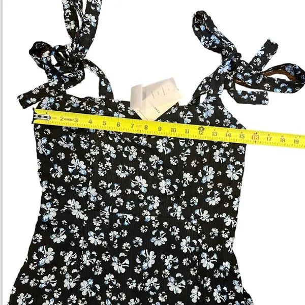 Commense Women’s Medium Navy‎ Blue Floral Sleeveless MIDI Dress Tie Strap NWT - Image 6