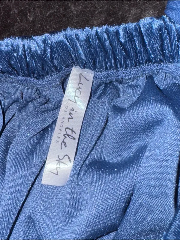 Lucy in the Sky Los Angeles Blue Velveteen Velvet Mini Dress Womens Small - Image 6