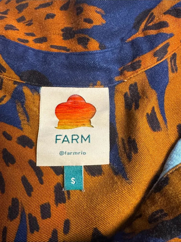 Farm Rio Banana Blue & Brown Printed Jumpsuit with Tie Waist Size Small - Image 15
