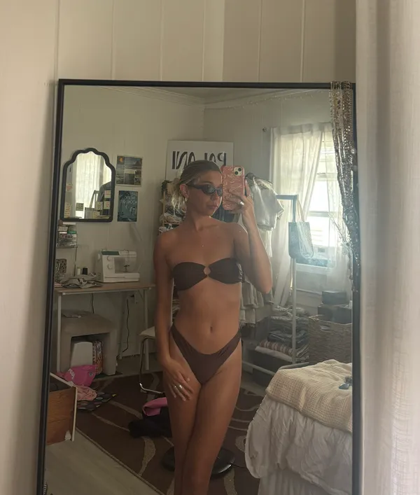 Mocha Brown Strapless Bikini Size XS - Image 3
