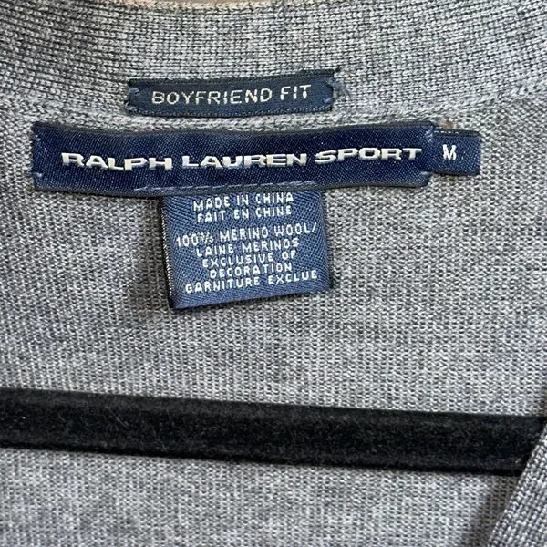 Ralph Lauren Sport Boyfriend Fit 100% Merino Wool Cardigan Preppy Classic Sz M - Image 3