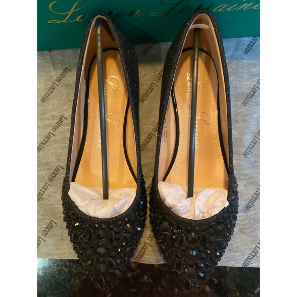 Brand New Lauren Lorraine Women's Size 5.5 Black Rhinestone Flats Pointed Toe - Image 2