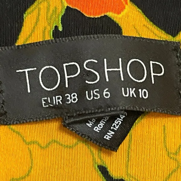 Topshop Women's Black Coral Floral Long Sleeve V Neck Wrap Blouse Top Size 6 - Image 4