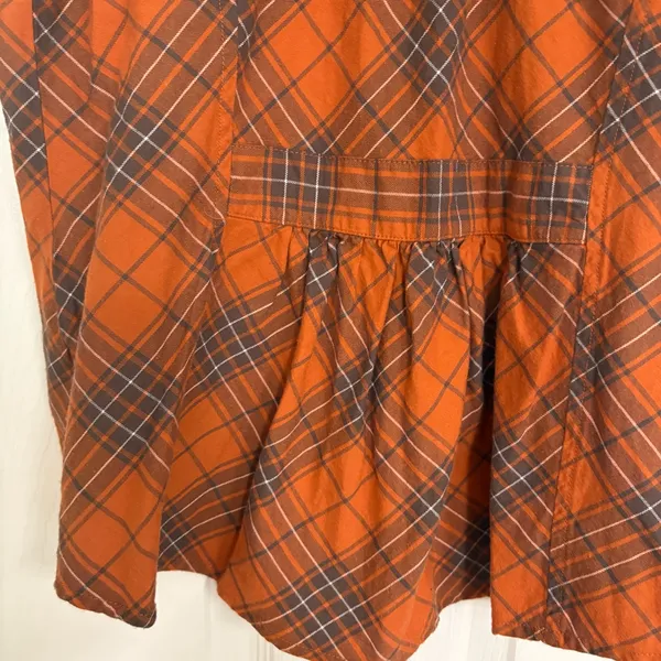 Harley Davidson Orange Plaid Short Sleeve Button Up‎ Size Medium - Image 7