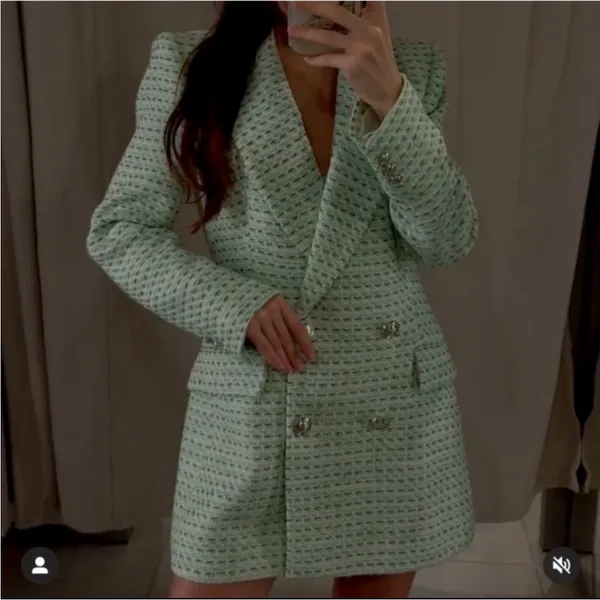 Zara Tweed Green Blazer - Image 2