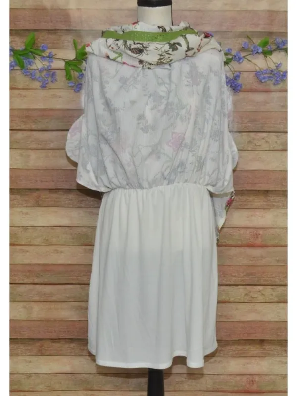 Cream Shabby Chic Floral Smocked Sleeveless Tiered Maxi Dress by Cato Size L - Image 7