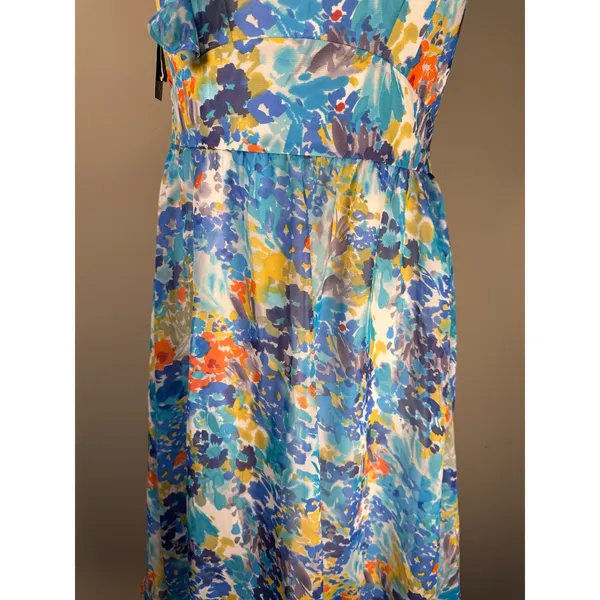 Tahari ASL Keeli Floral One Shoulder Ruffle‎ Midi Dress Size 6 NWT Wedding Guest - Image 4