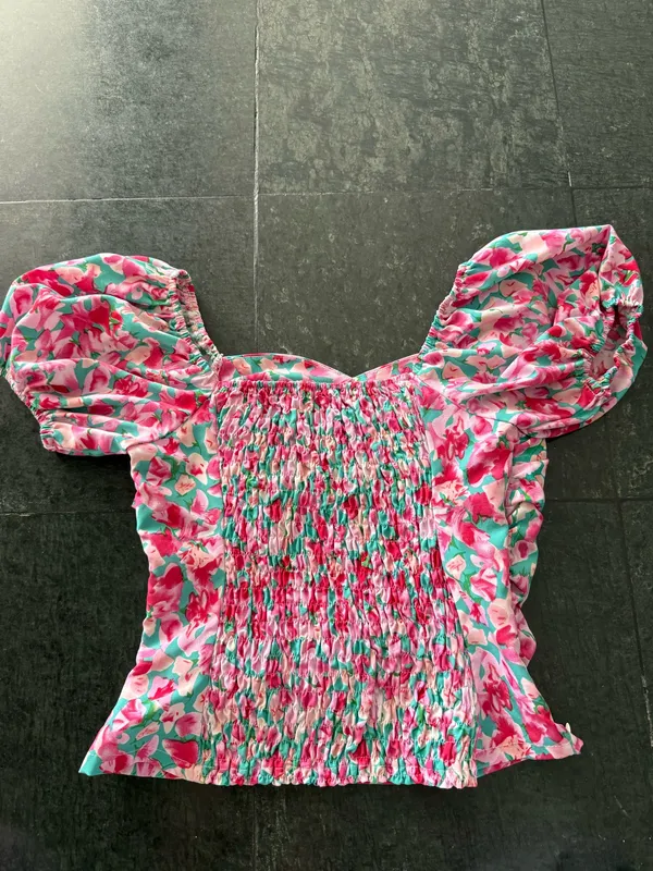 Floral Puff Sleeve Top Pink Size XS - Image 2