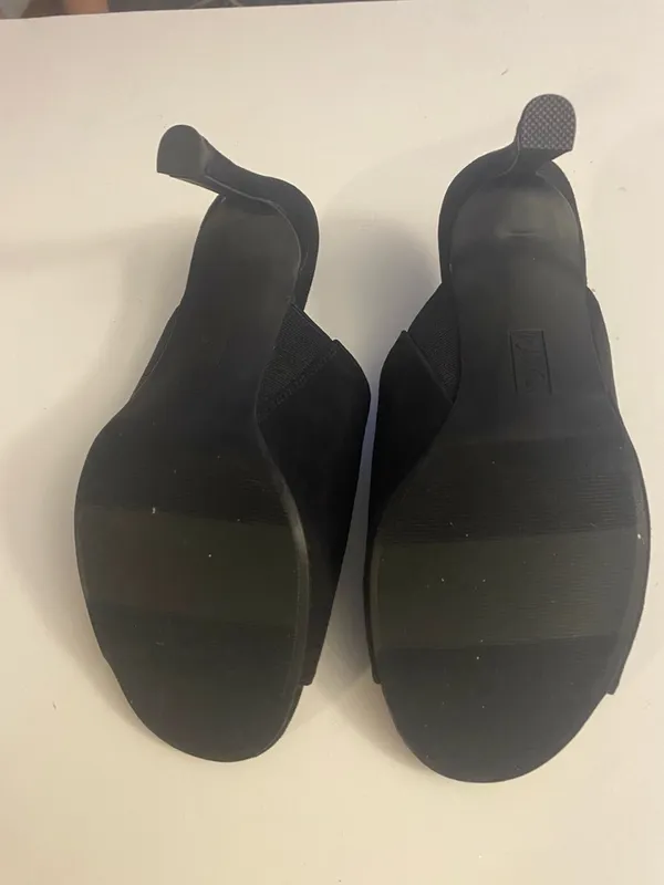 NW Diva Black Lace-Up Open-Back Mule Heels - Image 6