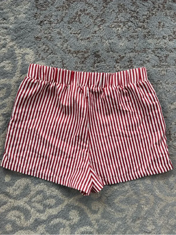Happily Grey Striped Shorts Red White Medium - Image 3