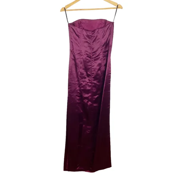 for Gunne Sax Vintage Strapless Maroon Satin Maxi Dress Sz 5 - Image 2
