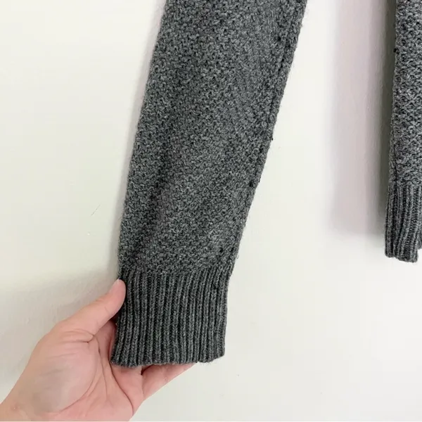 Merona Wool Rabbit Hair Cable Knit Scoop Neck Fisherman Sweater Grey Women’s XL‎ - Image 7