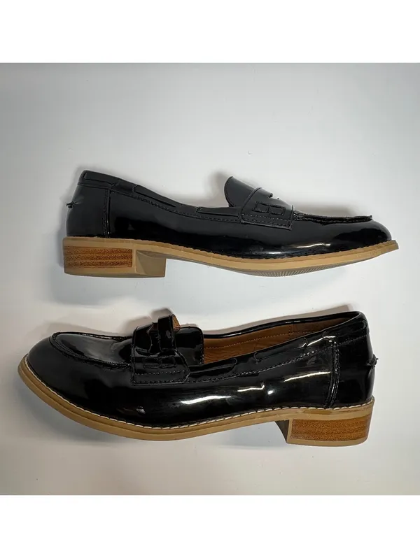 Steve Madden Melliany Women’s 8.5 Black Patent Penny Loafers Block Heel - Image 7