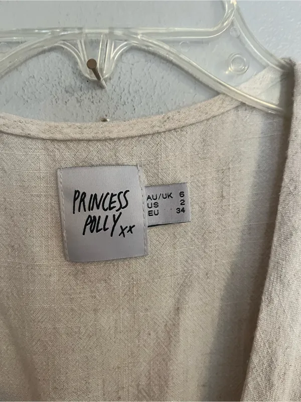 Princess Polly‎ Natural Beige Linen Romper - Image 4