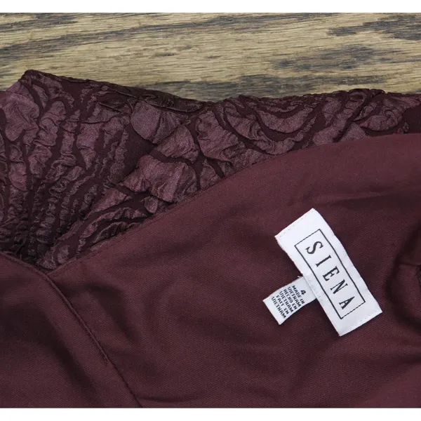 NWT Siena Womens Floral Jacquard Plunge Dress SATP1685 Wine Red 4 - Image 8