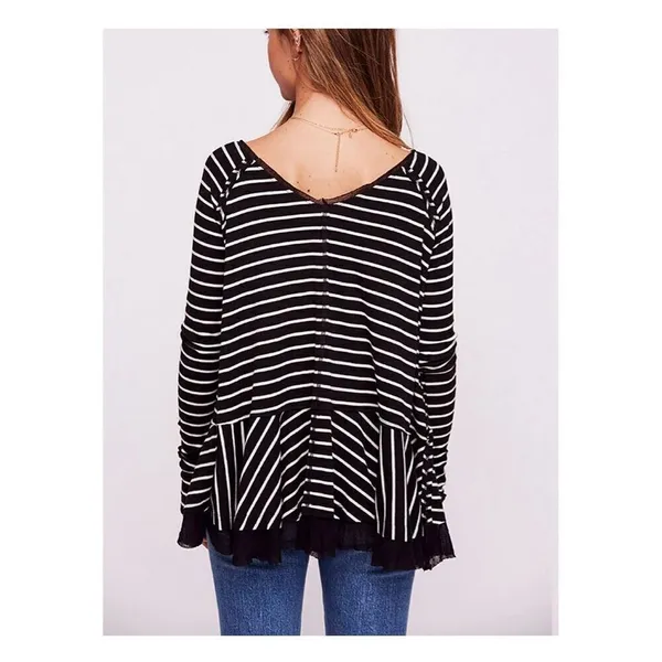 ✨Free People Tangerine Stripe Black Sz Small Top✨ - Image 2