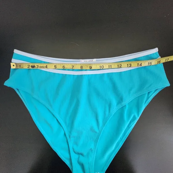 AI'MAGE Blue Bikini with Light Blue Trim and High Waist Bottoms NWT Size 2XL - Image 10
