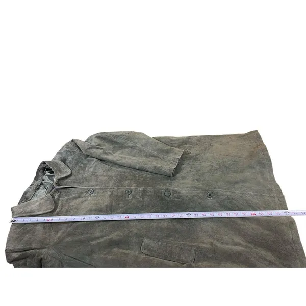 Centigrade Suede Leather Coat Jacket 2X Petite Genuine Washable Olive Green NWT - Image 6