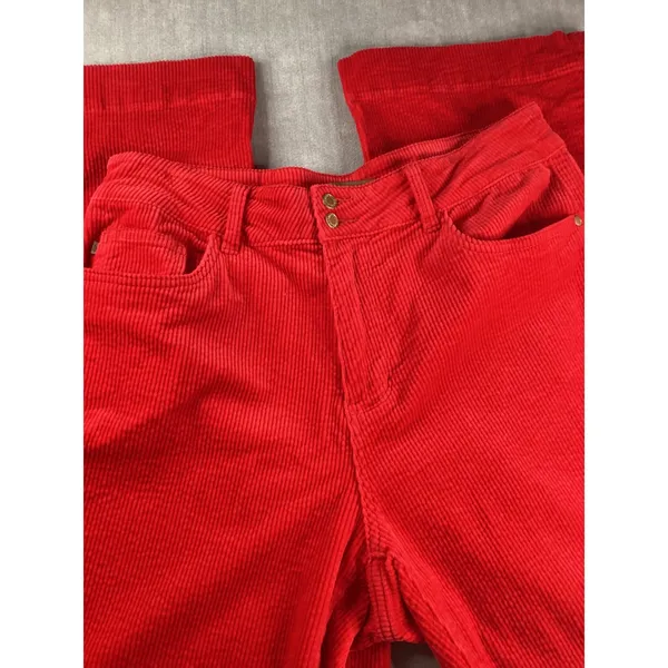 Judy Blue Red Corduroy Wide Leg Pants Women's 14W Flare Button Fly - Image 2