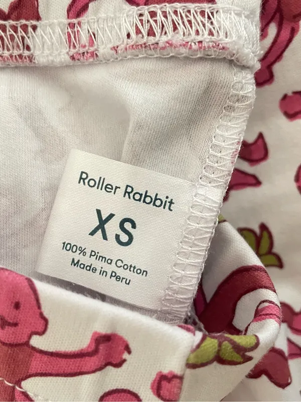 Roller Rabbit Monkey Top & Bottoms Pajamas Set Pink Red 100% Pima Cotton XS - Image 8