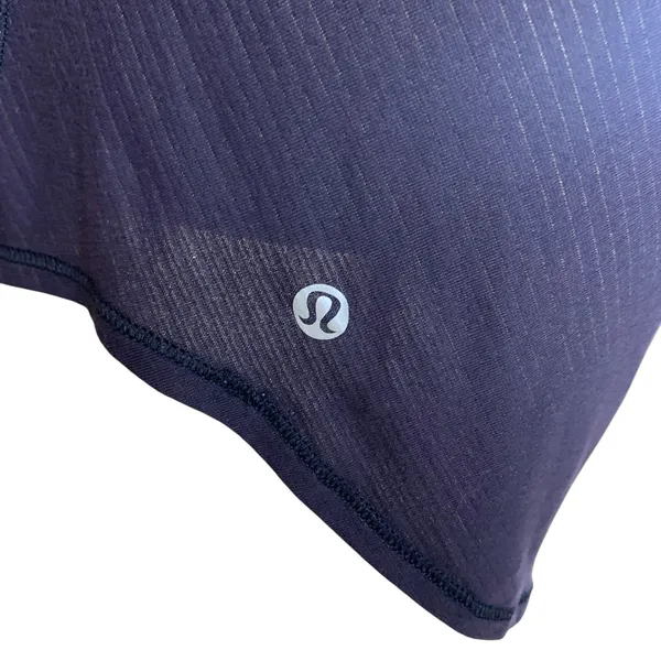 Lululemon Purple Striped Open Back Built In Bra Criss Cross Tank Top 8 - Image 3