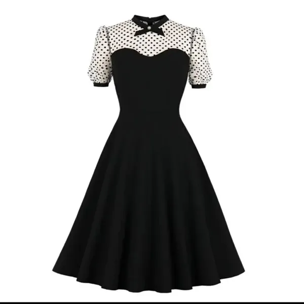 Women’s Black with Polka Dot Dress 1950’s Retro Style Size M NEW - Image 13