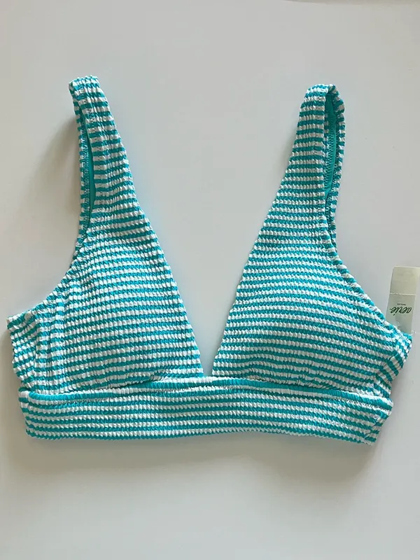{American Eagle Aerie} Brand New Crinkle Stripe Longline Plunge Bikini Top - Image 5