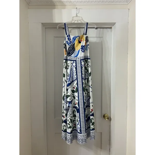 Sunday Up Tropical Colorful Toucan Tiered Maxi Dress Size Medium Cruise Vacation - Image 2