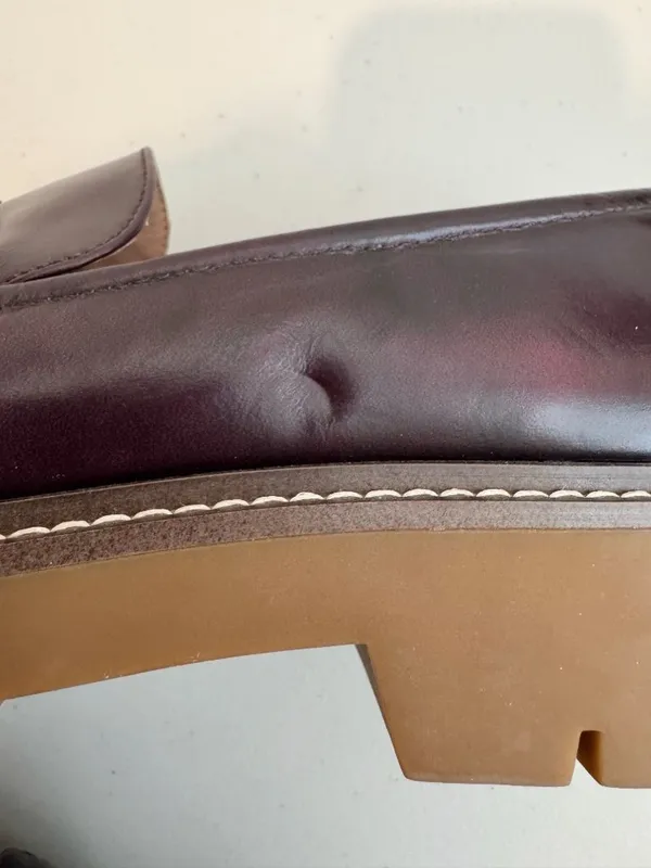 Nordstrom Notorie Leather Loafers Size 8 Burgundy Chunky Platform Shoes Academia - Image 8