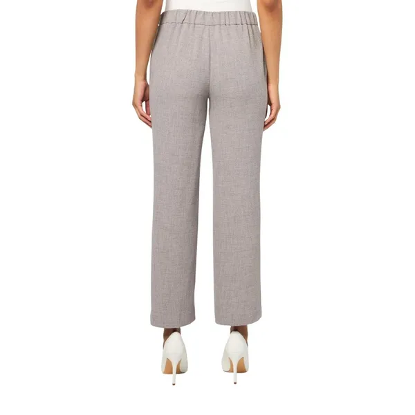 Kasper Straight Leg Pocketed Pull On Elastic Back Trouser Pants Pebble Gray L - Image 9