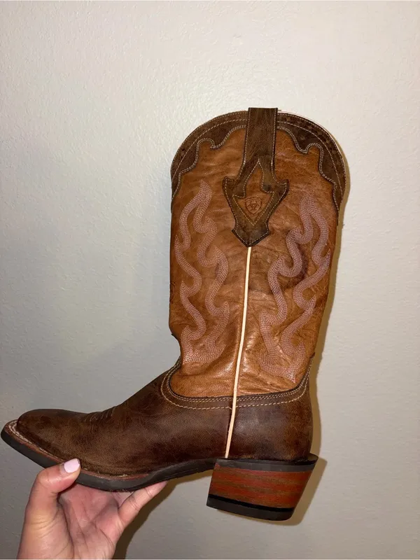 Ariat Quickdraw Western Boots Leather Pink Details Size 6.5 - Image 12