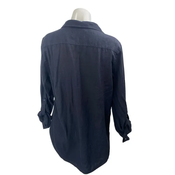 Aritzia Babaton Women's Black Linen Long Sleeve Button Down Shirt Top Size S - Image 2