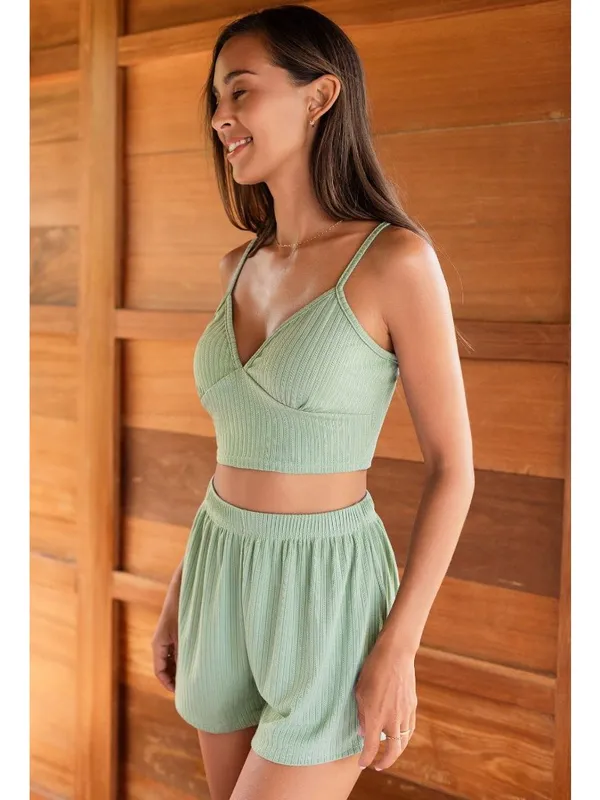 NWT Cupshe Mint Jersey Cami & Shorts Pajama Set - Size: Extra Large - Image 9