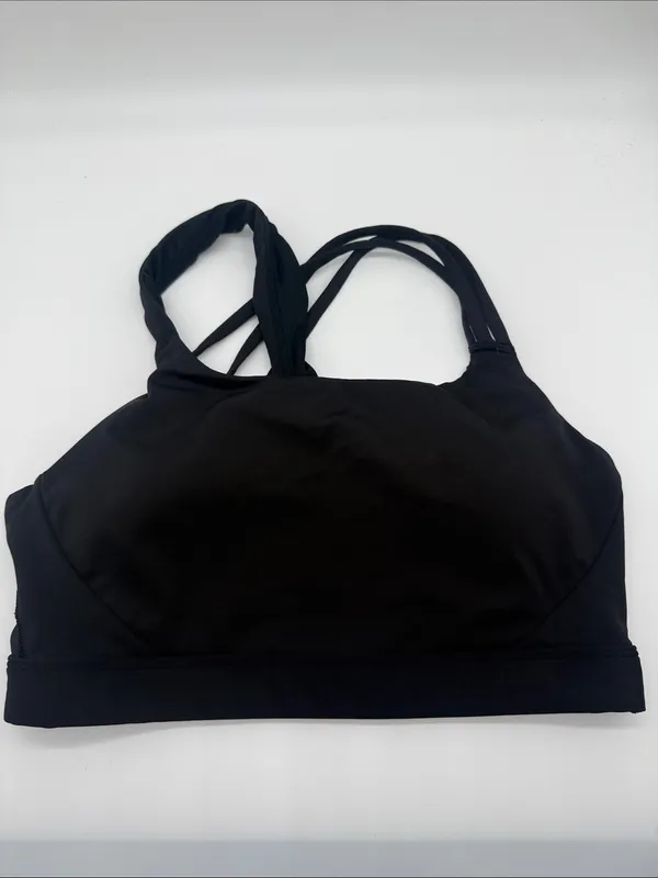 Athleta Train Free Longline Black Strappy Sports Bra A-C Size Medium Athletic - Image 5