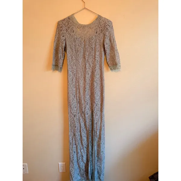 Lulu's Maxi Dress Women Small Grey Lace V-Back LD9071H Wedding Guest Formal Gown - Image 2