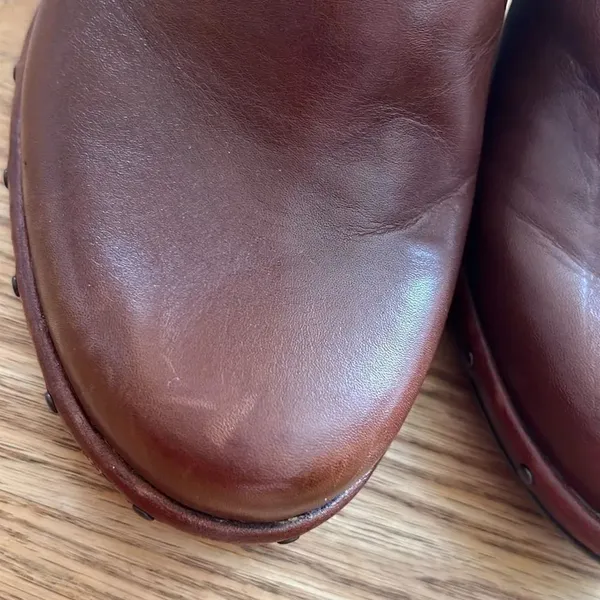 Sofft Camel Brown Studded and Leather Upper Heeled Clog- Size 7M - Image 3