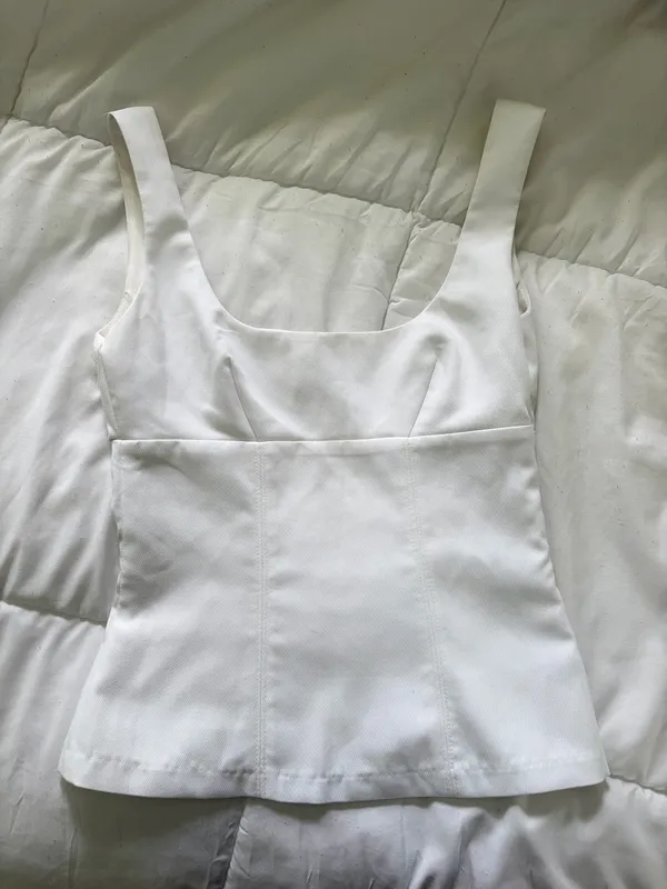 H&M White Tapered Tank Top - Image 2
