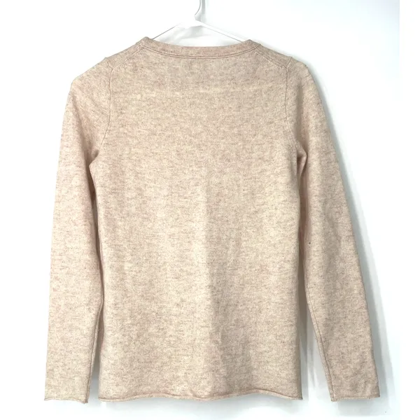 Xs J.Crew crewneck long-sleeve sweater 100% Cashmere Knit Beige Pullover Women's - Image 3