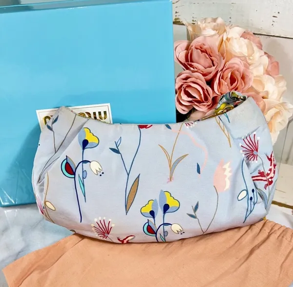 Miu Miu Baby Blue Silk Lined Clutch/Cosmetic Bag - Image 3