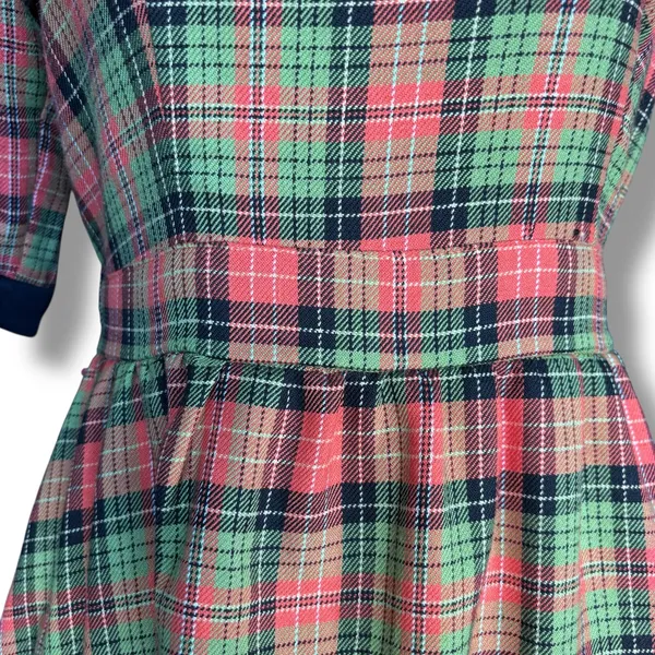 Retrolicious Orange Plaid Fit Flare Dress Small Pinup Retro Mod Rockabilly - Image 4
