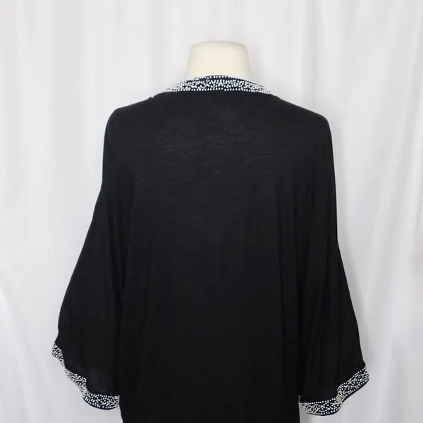Anthropologie LEIFNOTES Twirled Trim Beaded Kimono Cardigan Sweater Black Small - Image 10