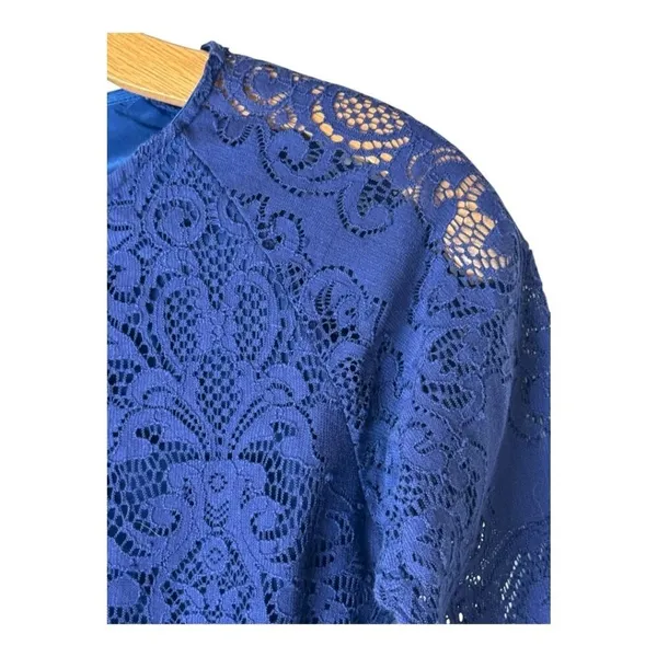 For Love & Lemons Shirt‎ Women XS Blue Long Sleeve Midnight Lace Crop Top Sexy - Image 7