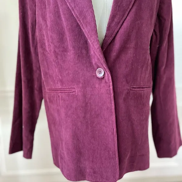 NWT QVC Denim & Co Merlot Burgundy Corduroy Blazer L - Image 4