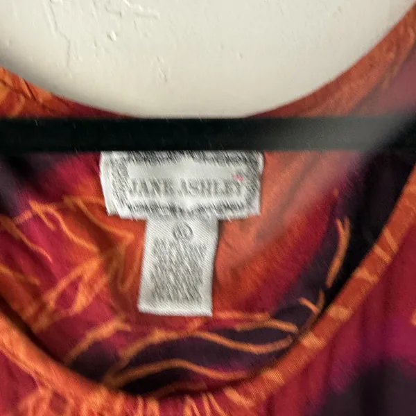 Jane Ashley Dress Vintage Large Red Orange Leaf Print Fall Sleeveless Maxi Boho‎ - Image 5
